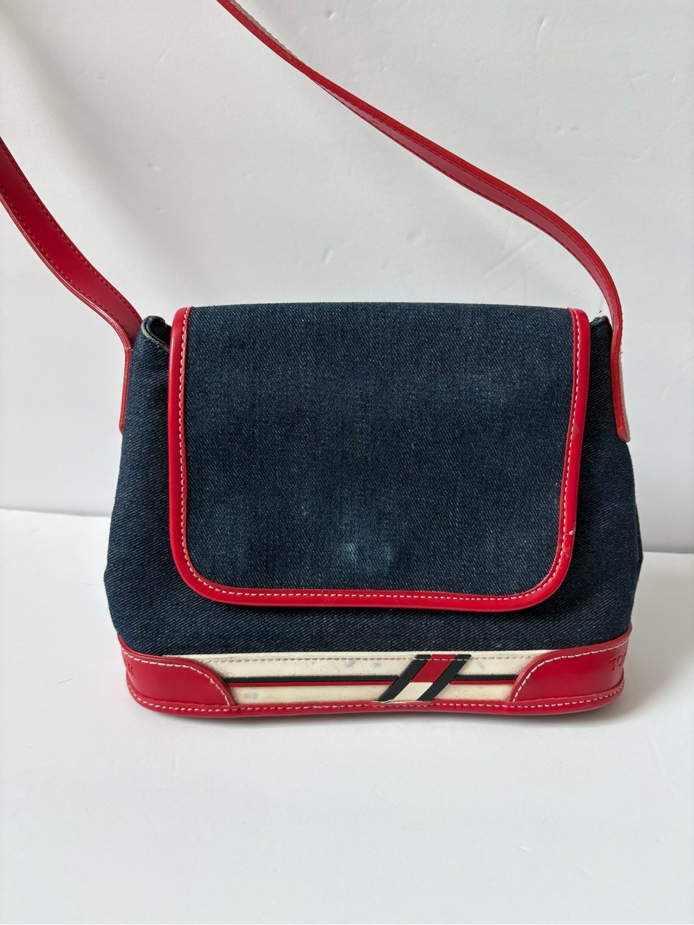 Tommy Hilfiger Denim Crossbody Bag Red White Blue Y2K Preppy